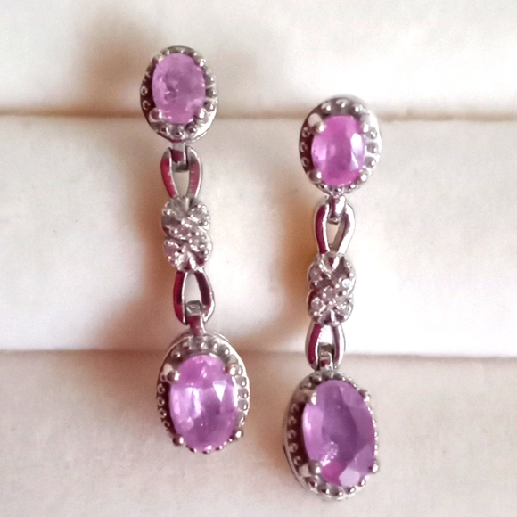 D'JOY Jewelry - Hold for Elizabeth LLAKAKA HOT PINK SAPPHIRE, ZIRCON DANGLE EARRINGS